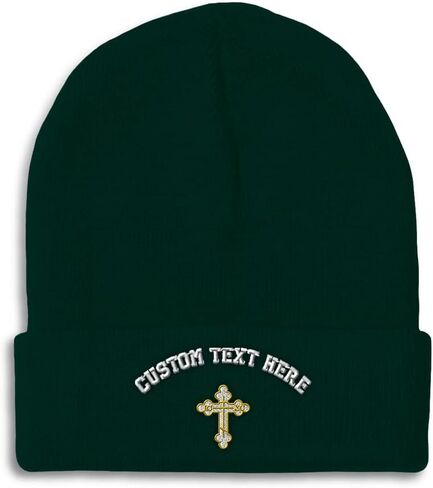 Beanies for Men Gold Outline Orthodox Cross Embroidery Winter Hats for Women Acrylic Skull Cap 1 Size in Saudi Arabia