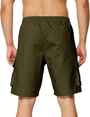 Men's Casual Cargo Shorts Drawstring Elastic Waist Summer Classic Outdoor Stretch Work Shorts with 5 Pockets in Saudi Arabia