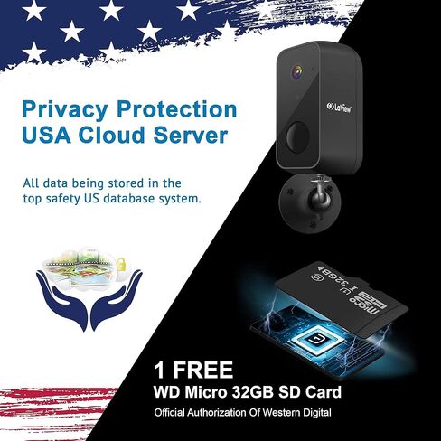 LaView Security Camera Outdoor,Rechargeable Battery Powered 9600mAh,Wireless Security Camera Waterproof, WiFi Camera 1080P HD,Include 1 32GB SD Card,AI Motion Detection,Night Vision,USA Cloud Service… in Kuwait