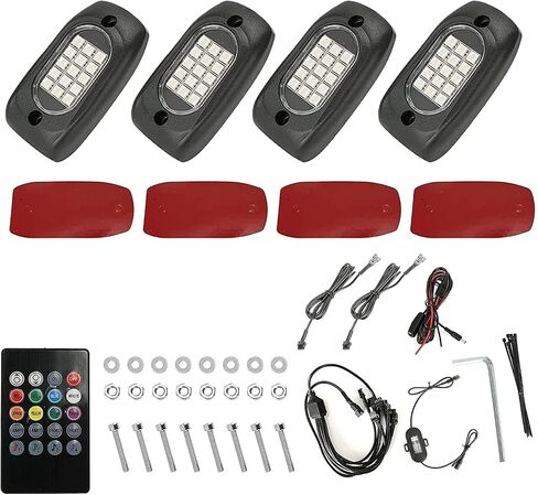 Winunite 4 Pods RGB Rock Lights 12V, Waterproof Music Mode APP/Remote Control Multicolor Underglow Light Kit Wheel Well Lights for Off Road Trucks SUV ATV UTV Trailer Boats in Saudi Arabia