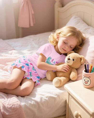 Sylfairy Girls Pajamas Summer Toddler Girl Pajamas Sets Short Sleeve Girls' Cute Sleepwear Pjs Size 3-10 in Kuwait