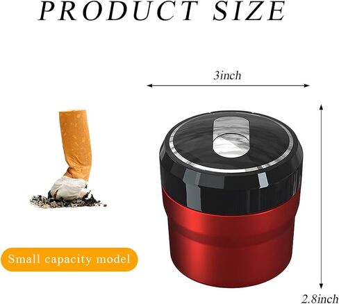 Car Ashtray with Lid, Detachable Smokeless Cylinder Cup Holder Ashtray with LED Light, Portable Vehicle Ashtray Smell Proof Trash Can for Car Home Office, Car Accessories (Black, Large) in Kuwait