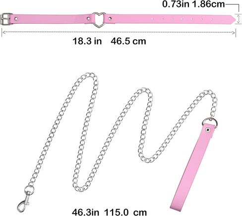 Leather Heart Choker Collars Detachable Leash Chain Set Women Leather Collar with Alloy Buckle (Black) in Saudi Arabia
