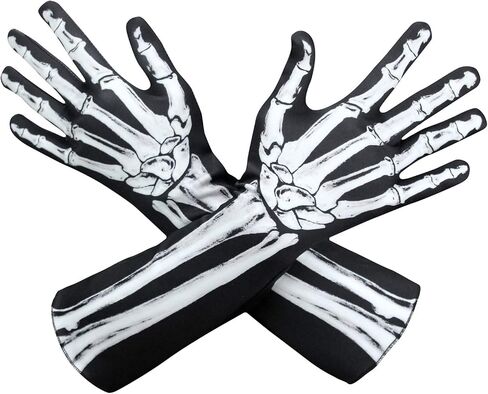 WTACTFUL Skeleton Gloves for Men Women, Full Finger Bone Long Arm Length Gloves for Halloween, Party, Dance, Costume in Saudi Arabia