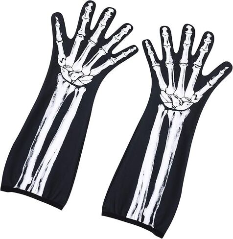 WTACTFUL Skeleton Gloves for Men Women, Full Finger Bone Long Arm Length Gloves for Halloween, Party, Dance, Costume in Saudi Arabia