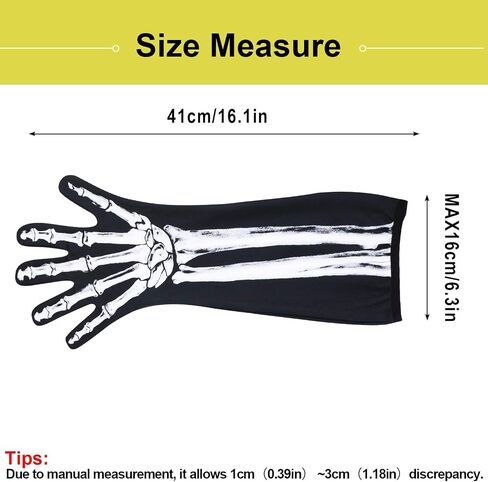 WTACTFUL Skeleton Gloves for Men Women, Full Finger Bone Long Arm Length Gloves for Halloween, Party, Dance, Costume in Saudi Arabia
