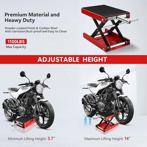 Motorcycle Scissor Lift Jack, Scissor Jack Steel Wide Deck Hoist Crank Center Stand, 1100 LBS Capacity Motor-Cycle Lift for ATVs, Dirt Bikes in Saudi Arabia