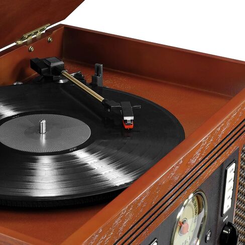 Victrola Aviator 8-in-1 Bluetooth Record Player & Multimedia Center with Built-in Stereo Speakers - 3-Speed Turntable, Vinyl to MP3 Recording | Wireless Music Streaming | Espresso in Saudi Arabia