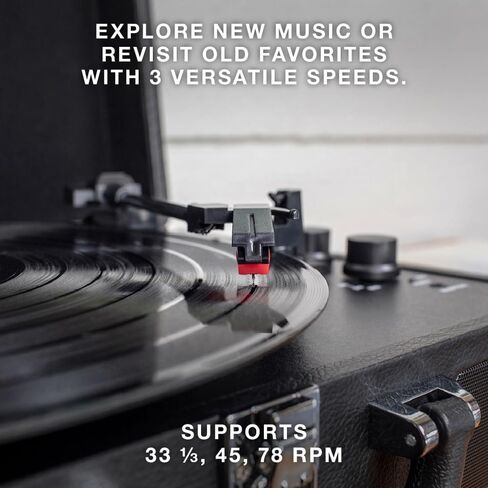 Victrola Vintage 3-Speed Bluetooth Portable Suitcase Record Player with Built-in Speakers | Upgraded Turntable Audio Sound| Includes Extra Stylus | Light Gray in Saudi Arabia