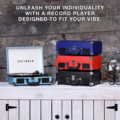 Victrola Vintage 3-Speed Bluetooth Portable Suitcase Record Player with Built-in Speakers | Upgraded Turntable Audio Sound| Includes Extra Stylus | Light Gray in Saudi Arabia