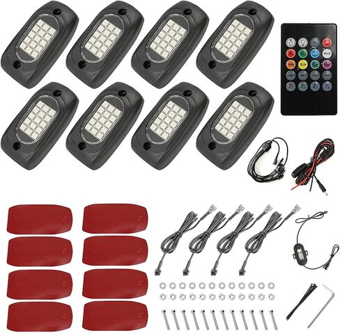 Winunite 4 Pods RGB Rock Lights 12V, Waterproof Music Mode APP/Remote Control Multicolor Underglow Light Kit Wheel Well Lights for Off Road Trucks SUV ATV UTV Trailer Boats in Saudi Arabia