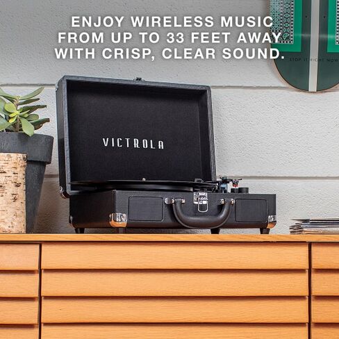 Victrola Vintage 3-Speed Bluetooth Portable Suitcase Record Player with Built-in Speakers | Upgraded Turntable Audio Sound| Includes Extra Stylus | Light Gray in Saudi Arabia