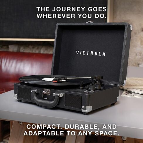 Victrola Vintage 3-Speed Bluetooth Portable Suitcase Record Player with Built-in Speakers | Upgraded Turntable Audio Sound| Includes Extra Stylus | Light Gray in Saudi Arabia