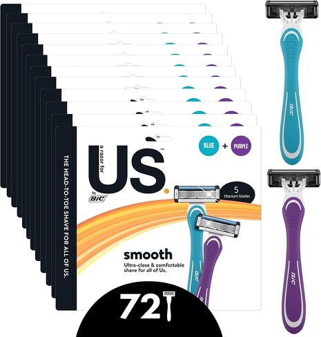 BIC Us. 5-Blade Unisex Disposable Razors For Men and Women, Lubrication Strip For a Smooth, Close Shave, 6-Count in Saudi Arabia