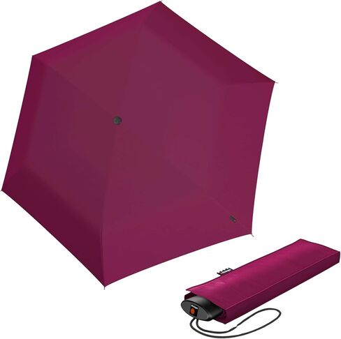 Knirps AS.050 Slim Manual Folding Rain Umbrella in Violet– 38" Lightweight Fiberglass 6-Rib Pocket Canopy, Ultra-Compact 6.7oz Travel Size Design, Durable Steel Frame, Travel Case Included in Saudi Arabia