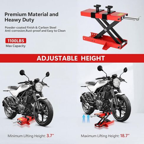 Motorcycle Scissor Lift Jack, Scissor Jack Steel Wide Deck Hoist Crank Center Stand, 1100 LBS Capacity Motor-Cycle Lift for ATVs, Dirt Bikes in Saudi Arabia