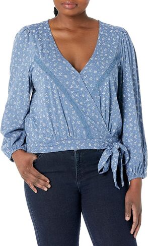 Lucky Brand Women's Long Sleeve Printed Surplice Wrap Top in Saudi Arabia