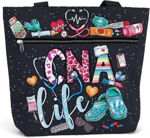 84hoods Large Tote Bag for Work for Women. Waterproof Shoulder Bag with Pockets and Zipper. Gift for CNA Nurse. in Saudi Arabia