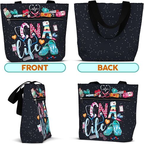84hoods Large Tote Bag for Work for Women. Waterproof Shoulder Bag with Pockets and Zipper. Gift for CNA Nurse. in Saudi Arabia