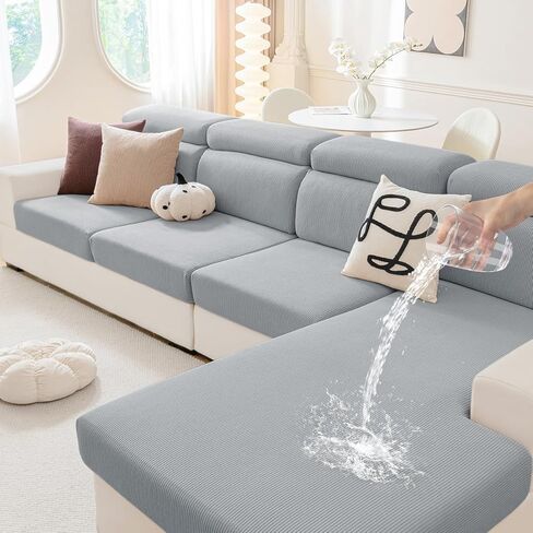 hyha Waterproof Couch Cushion Covers, Against Spills, Couch Cover for Dogs Washable, Thick Elastic Jacquard Fabric, Waterproof Sofa Seat Slipovers for Pets (3 Pieces, Dark Grey) in Kuwait