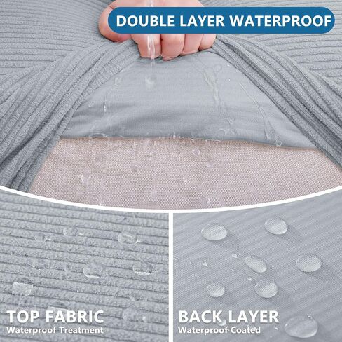 hyha Waterproof Couch Cushion Covers, Against Spills, Couch Cover for Dogs Washable, Thick Elastic Jacquard Fabric, Waterproof Sofa Seat Slipovers for Pets (3 Pieces, Dark Grey) in Kuwait