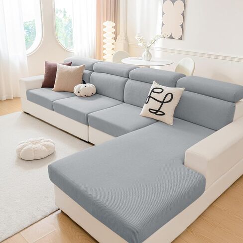 hyha Waterproof Couch Cushion Covers, Against Spills, Couch Cover for Dogs Washable, Thick Elastic Jacquard Fabric, Waterproof Sofa Seat Slipovers for Pets (3 Pieces, Dark Grey) in Kuwait