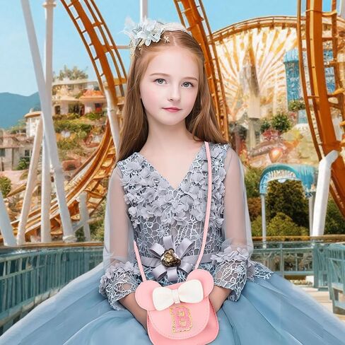 Toddler Purse Gifts for Girl Kids Little Initial Mouse Ears Bow Crossbody Bag Pink Cute Pu Shoulder Handbag in Saudi Arabia