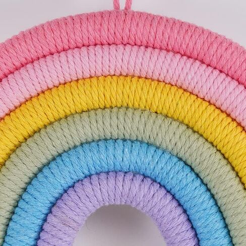 Rainbow Macrame Wall Hanging - Hand-Woven Cotton Tassel Tapestry Decor for Baby Room, Nursery, and Home Decor (Pink Rainbow) in Saudi Arabia