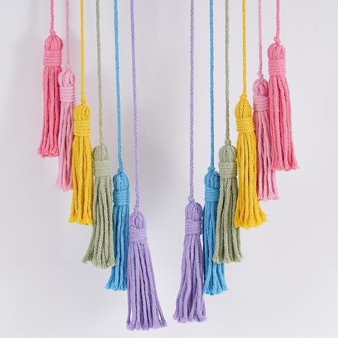 Rainbow Macrame Wall Hanging - Hand-Woven Cotton Tassel Tapestry Decor for Baby Room, Nursery, and Home Decor (Pink Rainbow) in Saudi Arabia