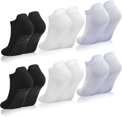 6 Pairs Womens Pilates Socks Non Slip Yoga Socks with Grips Barre Hospital Athletic Socks for Women in Saudi Arabia