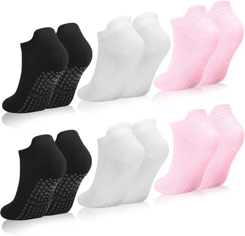 6 أزواج من الجوارب الجوارب اللبنية غير المنزلقات مع الجوارب اليوغا Grips Barre المستشفى الجوارب الرياضية للنساء in Kuwait