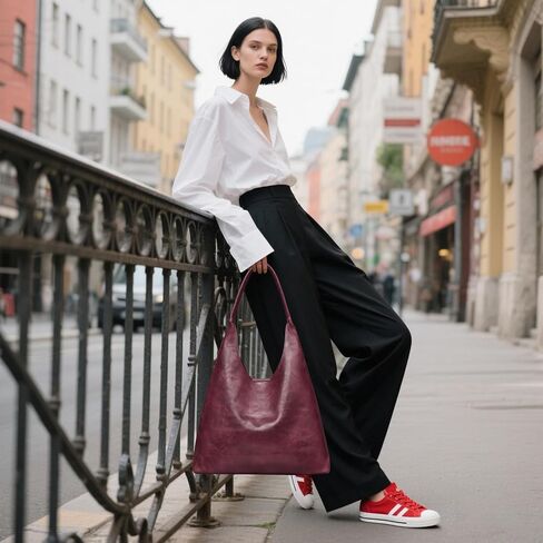 Hobo Bags for Women Retro Vegan Leather Slouchy Tote Shoulder Purses Handbag with A Small Purse in Saudi Arabia