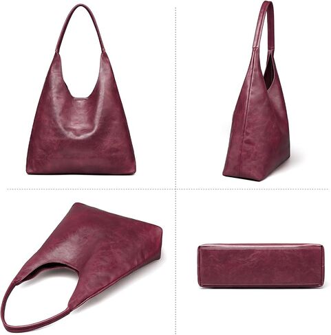 Hobo Bags for Women Retro Vegan Leather Slouchy Tote Shoulder Purses Handbag with A Small Purse in Saudi Arabia
