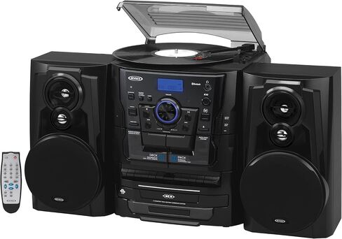 JENSEN JMC-1250 Bluetooth 3-Speed Stereo Turntable Music System with 3-CD Changer & Dual Cassette Deck in Saudi Arabia