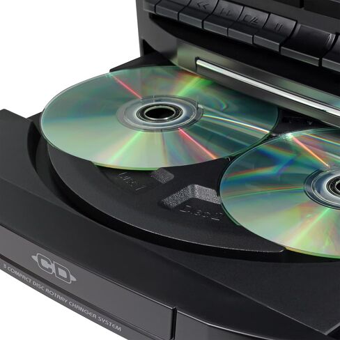 JENSEN JMC-1250 Bluetooth 3-Speed Stereo Turntable Music System with 3-CD Changer & Dual Cassette Deck in Saudi Arabia