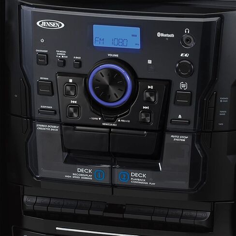 JENSEN JMC-1250 Bluetooth 3-Speed Stereo Turntable Music System with 3-CD Changer & Dual Cassette Deck in Saudi Arabia