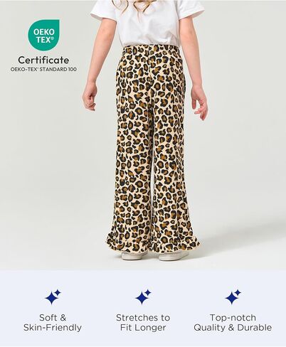 Toddler Girl Pants Soft Bamboo Viscose Casual Ruffle Wide Leg Trousers for Kids with Pockets in Saudi Arabia