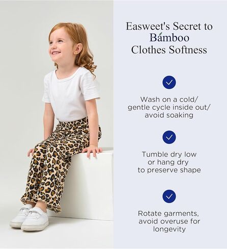 Toddler Girl Pants Soft Bamboo Viscose Casual Ruffle Wide Leg Trousers for Kids with Pockets in Saudi Arabia