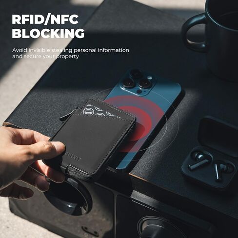 VULKIT Credit Card Holder RFID Blocking Leather Zip Card Holder Wallet Slim Minimalist Card Wallet, Holds up to 10 Cards & Folded Notes in Saudi Arabia