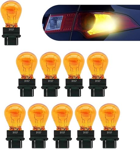 3157 Brake Light Bulb 3157 Tail Light Bulbs Car Instrument Light Bulb, 10 Pack 12V 21/5W Mini Bulb Miniature Rear Turn Signal Bulb Daytime Running Light Bulb Blinker Bulb Universal(Amber) in Saudi Arabia