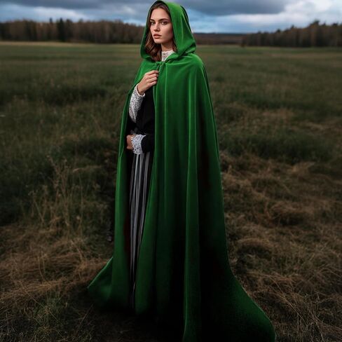 Adult Velvet Cloak Hooded Cape Medieval Cloak Renaissance Cape Halloween Queen King Robe Costume in Kuwait