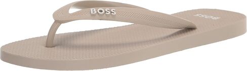 BOSS Men's Bold Logo Flip Flops Slide Sandal, Oat Milk, 8-9 in Saudi Arabia