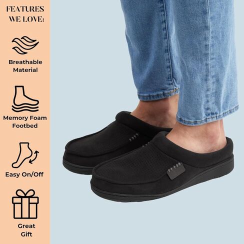 Dearfoams Men's Brendan Microfiber Suede Clog Slipper, Pavement (Perforated), Large in Saudi Arabia
