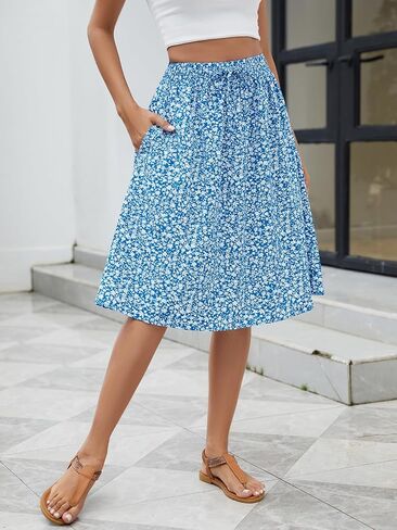 Lyrur Women's 2025 Trendy Summer Basic Midi Skirts with Pockets in Kuwait