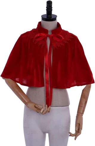 VEECOOCOS VELVET CAPE Short Lace Shawl Lolita Cloak for Women Girls Dress in Kuwait