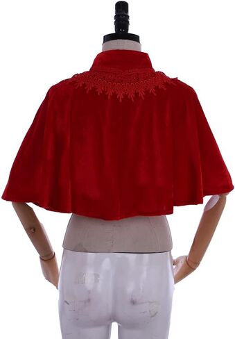 VEECOOCOS VELVET CAPE Short Lace Shawl Lolita Cloak for Women Girls Dress in Kuwait