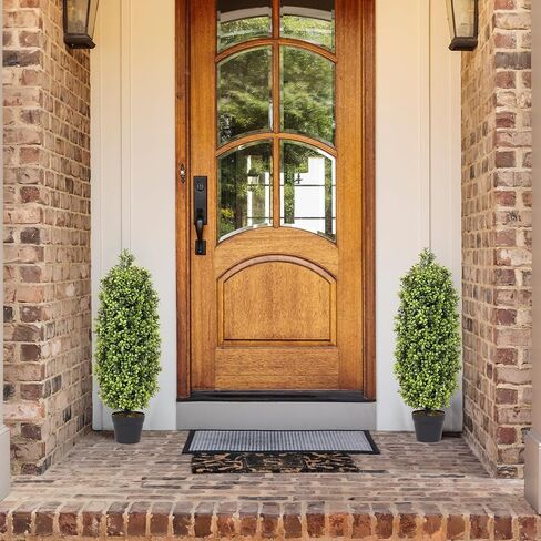 3ft Artificial Boxwood Topiary Trees (Set of 2) - UV Resistant Faux Plants for Outdoor/Indoor, Realistic 36in Fake Bushes and Shrubs for Front Porch, Planter, Patio - Low Maintenance & Evergreen in Saudi Arabia