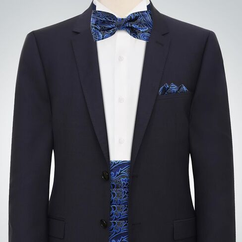 Paisley Cummerbund and Bow Tie Set Adjustable Formal Men's Cumberbund Tuxedo Bowtie Cufflinks Set & Pocket Squares in Saudi Arabia