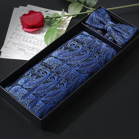 Paisley Cummerbund and Bow Tie Set Adjustable Formal Men's Cumberbund Tuxedo Bowtie Cufflinks Set & Pocket Squares in Saudi Arabia