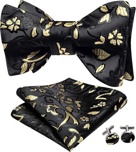 Hi-Tie Men's Bow Tie Self Tie Bow Ties Silk Paisley Formal Bowties Pocket Square Cufflinks Set for Wedding Tuxedo in Saudi Arabia